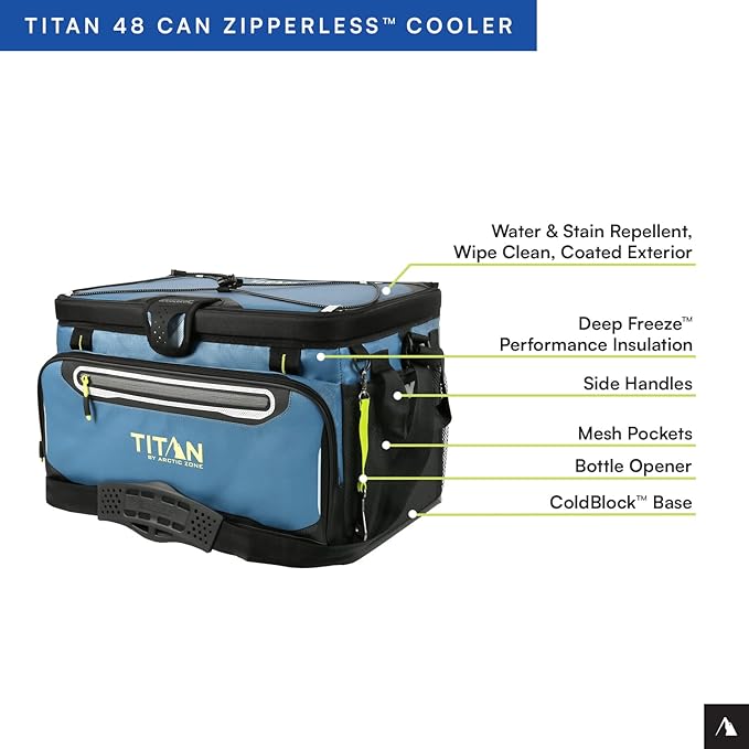 Titan by Arctic Zone Deep Freeze Cooler - Zipperless Hardbody Cooler - Deep Freeze Insulation, HardBody Liner, and SmartShelf
