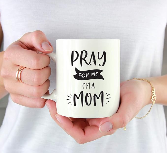 Andaz Press Mother's Day 11oz. Ceramic Coffee Tea Mug Gift for Mom, Pray for Me. I'm a Mom, 1-Pack