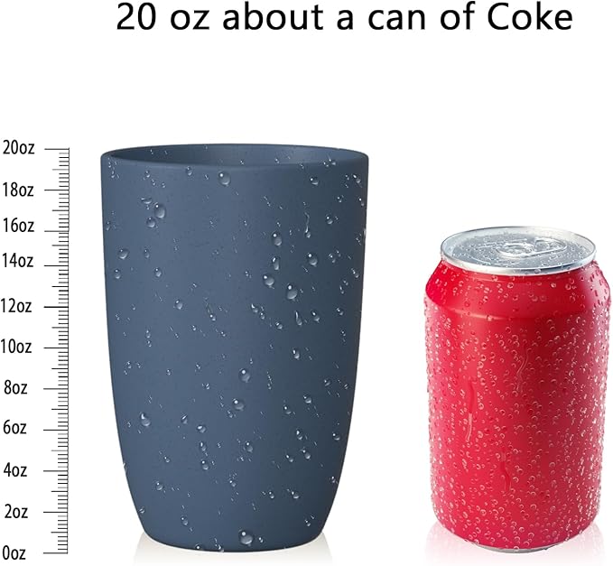 Homienly Wheat Straw Cups, 8 PCS Reusable Drinking Cups, 20 oz, Navy Blue, BPA Free, Dishwasher Safe, Microwave Safe, Premium, Durable, Unbreakable, Recyclable