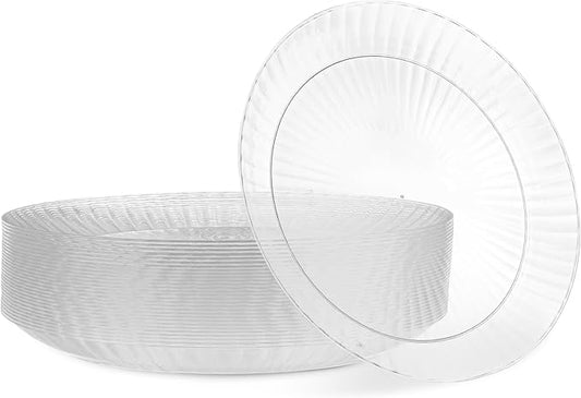 PLASTICPRO 30 Pack Crystal Like Clear Disposable 7 inch Plastic Plates Dinner Dishes Plates for Special Occasions Parties