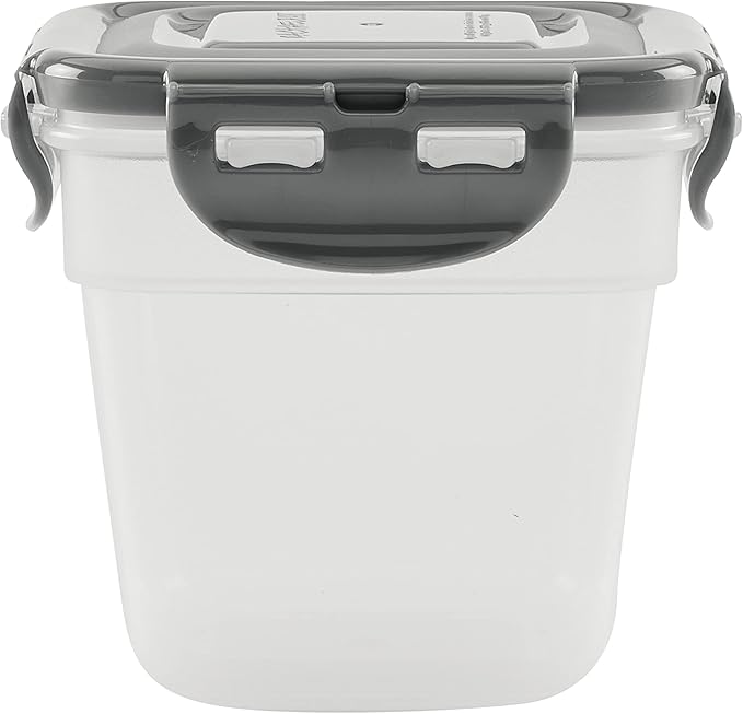 Rachael Ray Leak-Proof Stacking Container Food Storage Bin Set, 30-Piece, Clear with Gray Lids