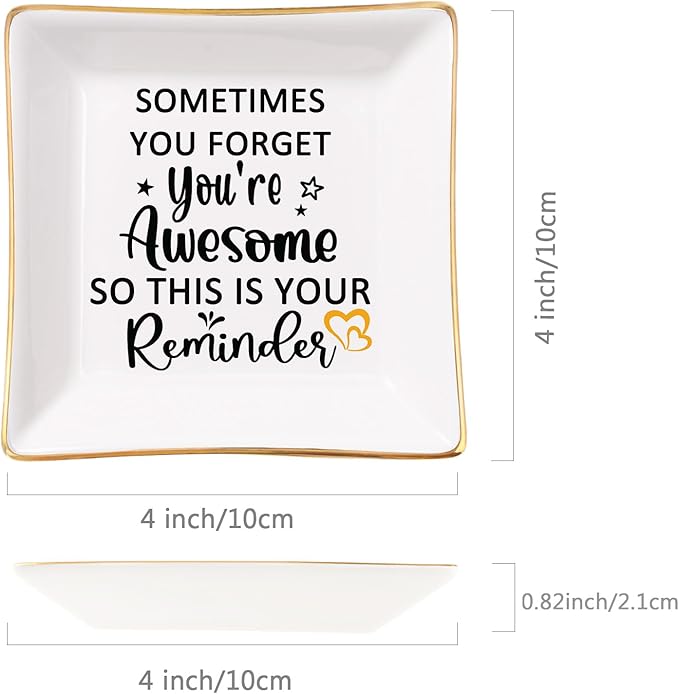 Birthday Gifts for Women Jewelry Dish - You are Awesome Gift for Best Friends Female Coworker Mom Mother's Day Christmas Retirement Valentines Gifts for Her