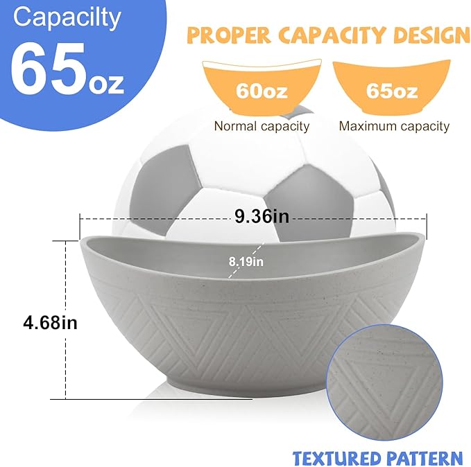 Wrova Wheat Straw Bowls Set,Unbreakable Large Salad Bowls Set of 2,Microwave and Dishwasher Safe Bowls Plastic Bowls for Eating,BPA Free Salad Bowl for Serving,Oatmeal and Salad.Gray