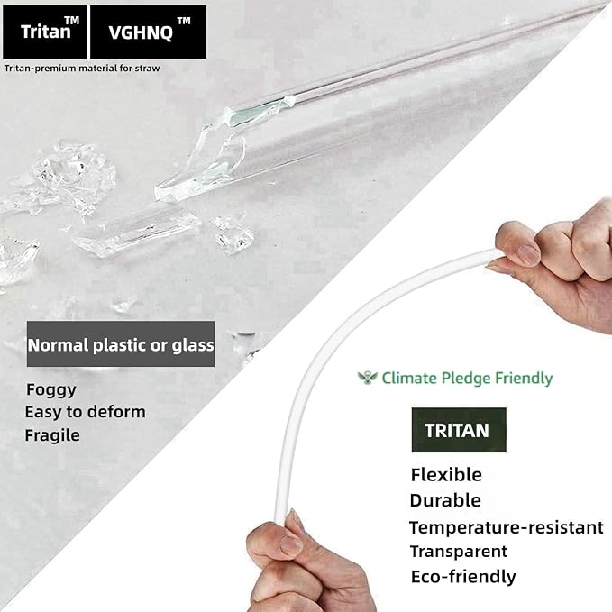 Straw Replacement for Stanley Cup 40 oz | 6 PCS Reusable Straws with Stanley 40oz Tumblers | Reusable Tritan Straws with 1 Cleaning Brush | 12 inch Tumbler Accessories, BPA-Free Dishwasher Safe Clear