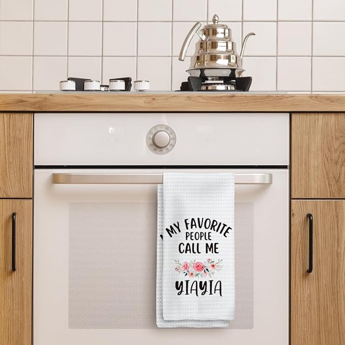 Yiayia Gifts Kitchen Towels, Yiayias Mothers Day Hand Towels, My Favorite Call Me Yiayia Dish Towel Dishcloth Tea Towel for Kitchen, Grandma Gifts Kitchens Bathroom Decor,16x24in