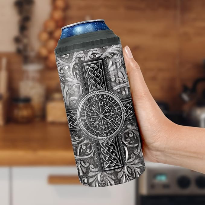 winorax Viking Gifts For Men Dad Nordic Vikings Tumbler 4-in-1 Design 16oz Stainless Steel Insulated Tumblers Coffee Travel Mug Cup Gift For Fathers Day Birthday Christmas