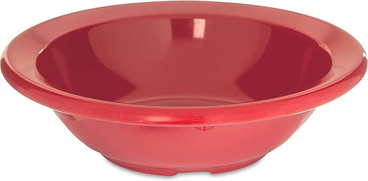 Carlisle FoodService Products Kingline Reusable Plastic Bowl Fruit Bowl with Rim for Home and Restaurant, Melamine, 4.75 Ounces, Red