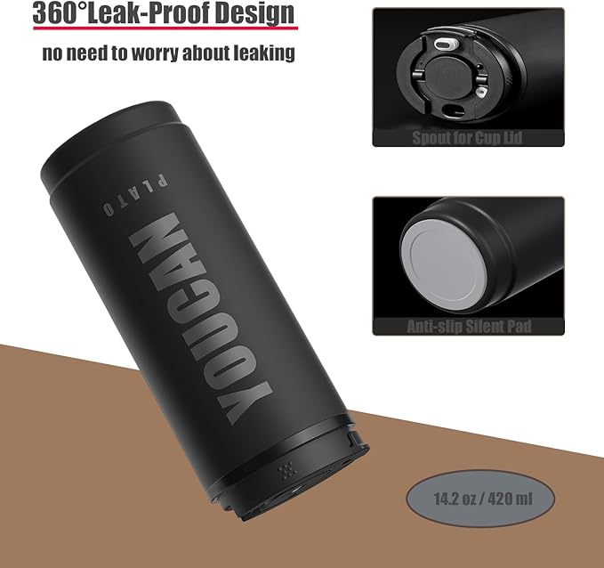 14oz Travel Coffee Tumbler,Travel Coffee Mug for Men or Women,Thermal Cup for Hot and Cold Drinks, To Go Coffee Cup,Stainless Steel Insulated Travel Coffee Tumbler with Leak Proof Lid, Tea Mug,Black