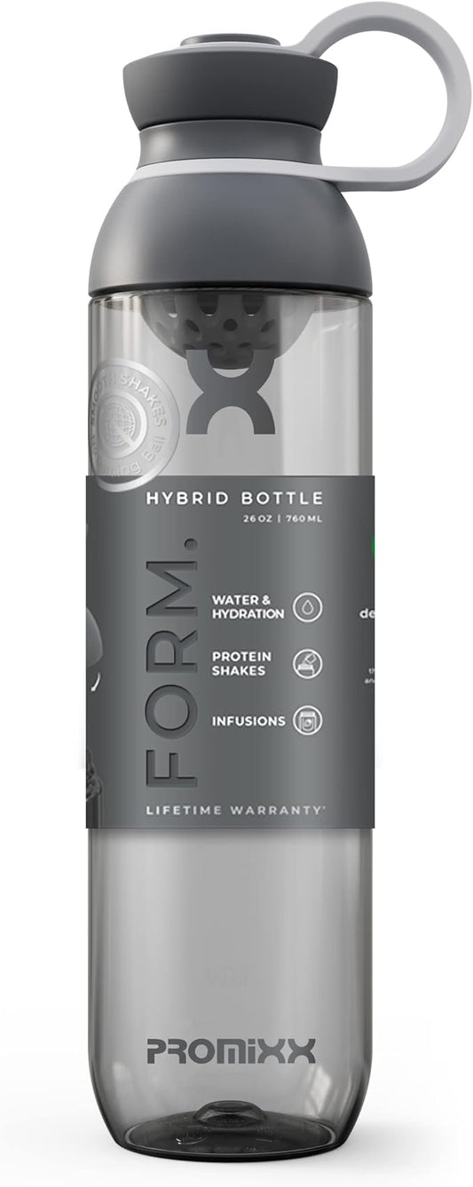Promixx FORM Water Bottle - Premium Large Water Bottles for Hydration, Infusions and Supplements - Lifetime Durability, Leakproof Water Bottle BPA Free - 26oz / 760ml, Graphite Gray