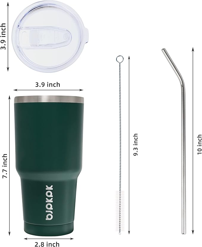 BJPKPK 30oz Tumbler with Lids and Straws, Stainless Steel Vacuum Insulated Coffee Tumblers, Insulated Travel Mug Water Cup with Leakproof Lid,Army Green