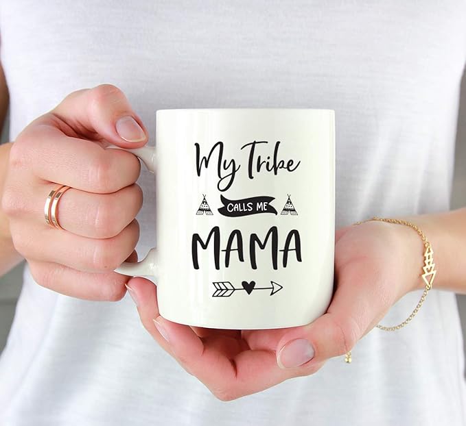 Andaz Press Mother's Day 11oz. Ceramic Coffee Tea Mug Gift for Mom, My Tribe Calls Me Mama, 1-Pack