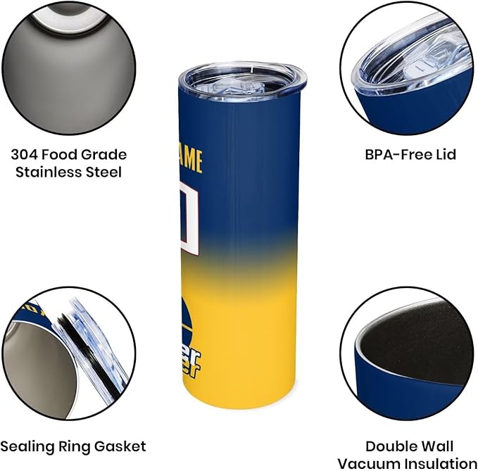 Custom Tumblers Stainless Steel Cup Personalized Basketball Insulation Travel Mug Add Your Name Number 20 oz Fans Gift for Men Women
