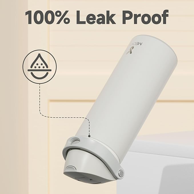 24 oz Insulated Water Bottle with Straw: Meoky Stainless Steel Metal Water Bottle with 2-in-1 Lid - Leak Proof, Cold for 24 Hours, Protective Silicone Base, BPA-Free for Sports Travel Car, Ivory