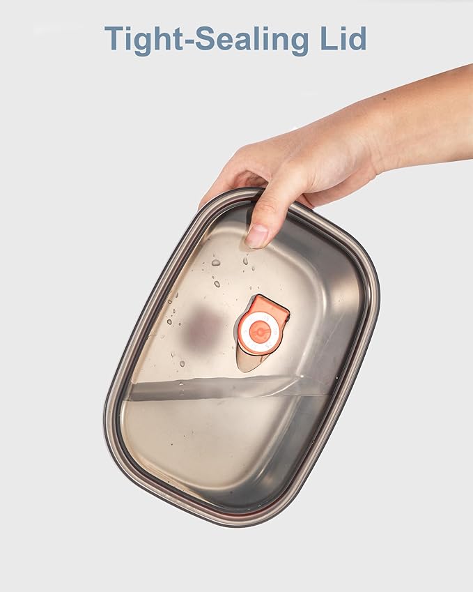 1.5L Lunch Box Inner Container with Lid, Single Compartment Stainless Steel Food Container, Removable Replacement Tray, Dishwasher Safe