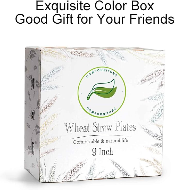 12PCS Unbreakable Dinner Plates, Dishwasher & Microwave Safe Plastic Plates Reusable, Lightweight Wheat Straw Plates for kitchen (Serenity, 10 IN)