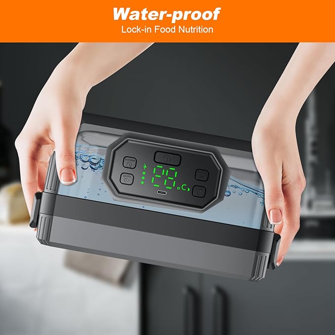 VVU&CCO Portable Electric Lunch Box for Adults with Timer,Rechargeable Self Heating Lunch Box for Men with 1.2L SS Container,21,000mAh Battery Powered, Convenient for Work/Travel/Camping