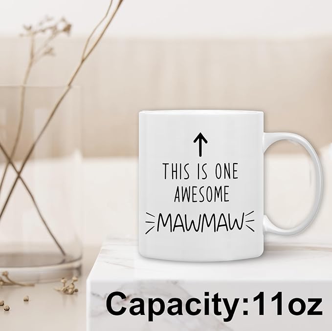 QASHWEY Mawmaw Gifts Mug, Mawmaw Grandma Gifts from Grandkids Grandchildren Coffee Mug, Mothers Day Coffee Mugs Tea Cup Gift for GrandmaMawmaw, This is One AwesomeMawmaw CoffeeCup Ceramic 11oz