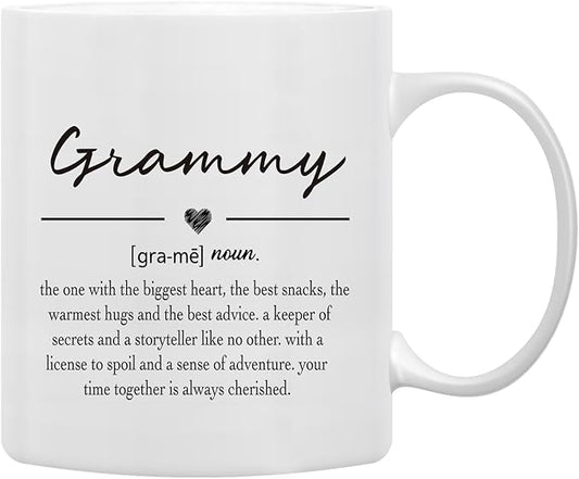 QASHWEY Grammy Coffee Mug, Grammy Mug, Mothers Day Mugs Gifts forGrammy, Grandma Coffee Mugs, GrammyMug Tea Cup Gifts for Grandma, GrammyDefinition CoffeeCups Ceramic 11oz