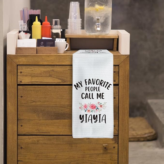 Yiayia Gifts Kitchen Towels, Yiayias Mothers Day Hand Towels, My Favorite Call Me Yiayia Dish Towel Dishcloth Tea Towel for Kitchen, Grandma Gifts Kitchens Bathroom Decor,16x24in