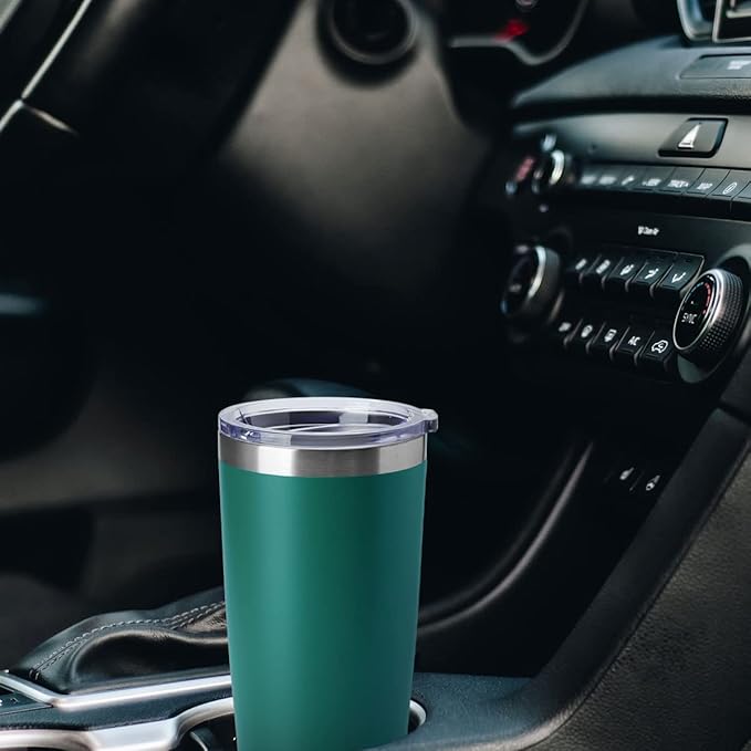 HASLE OUTFITTERS 20oz Tumblers Stainless Steel Mugs with Lid Double Wall Vacuum Insulated Coffee Cups for Cold & Hot Drinks (20oz-Dark Green, 1 Pack)