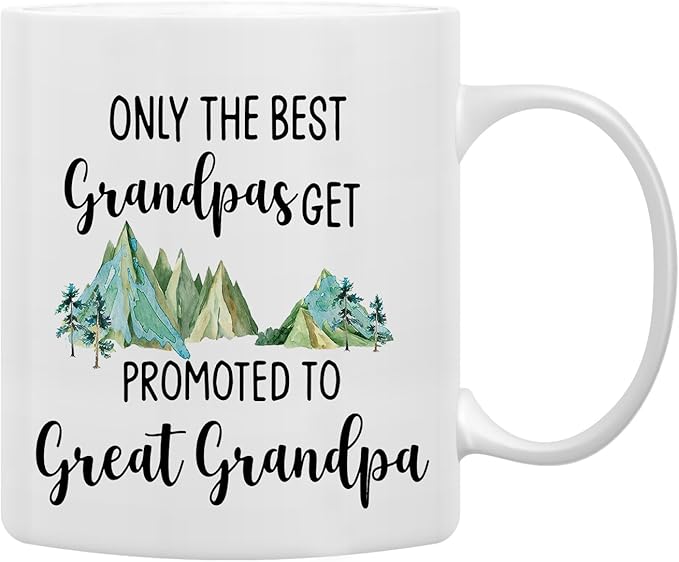QASHWEY Great Grandpa Mug, GreatGrandpa Gifts Coffee Mug, Grandpas Baby Announcement Mug, Fathers Day Christmas Tea Mug Cup Gifts for GreatGrandpa, Promoted to Great Grandpa Coffee Cups Ceramic 11oz