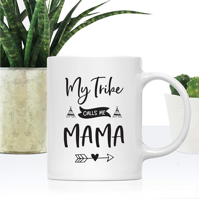 Andaz Press Mother's Day 11oz. Ceramic Coffee Tea Mug Gift for Mom, My Tribe Calls Me Mama, 1-Pack