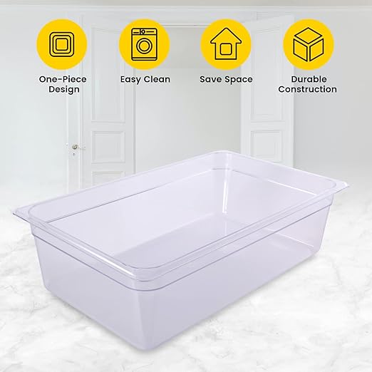 6-Pack Food Pan Full Size Clear Polycarbonate Food Pans 6" Deep Commercial Hotel Pans for Party, Restaurant, Hotel