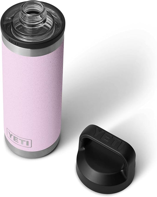 YETI Rambler Bottle Chug, Vaccum Insulated Stainless Steel Bottle with Leakproof Chug Cap, Cherry Blossom, 18 oz (532 ml)