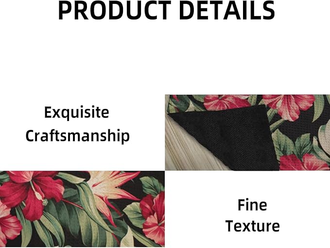 Red Flowers Dish Drying Mats for Kitchen Counter, Blossom Floral Large Mat Dishes Microfiber Diatom Mud Rack Drainer Pad Washable Absorbent Dry 18×24 Inch Coffee Bar Decor Coffee Station Accessories