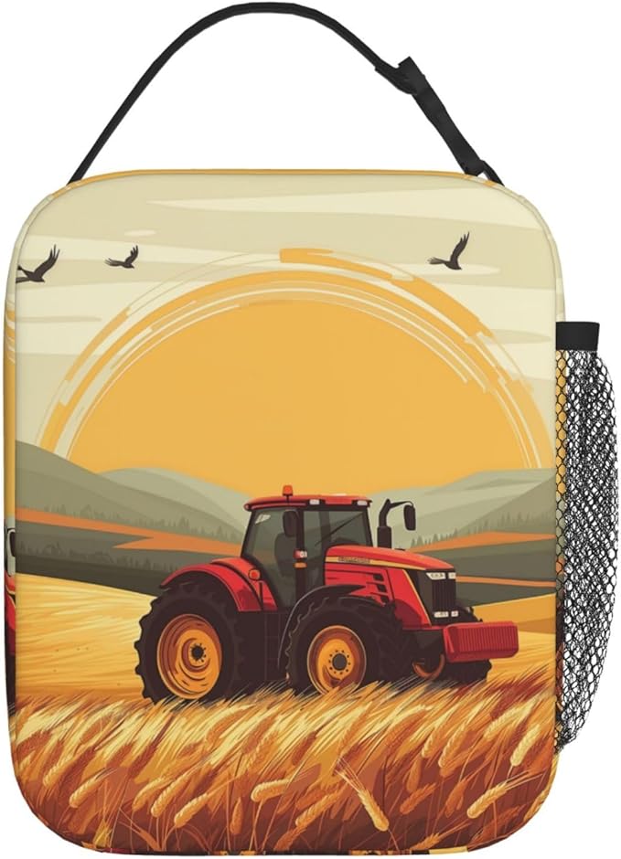 Tractor Lunch Box for Women Men, Insulated Lunch Box Reusable Portable Lunch Bag Cooler Tote Waterproof Lunch Container for Office Picnic Work Travel