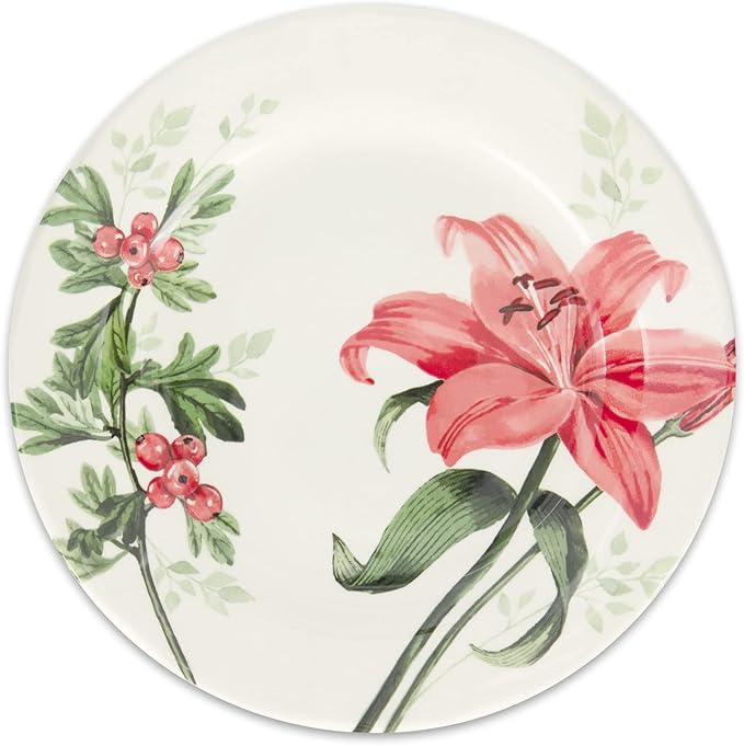 Tudor Royal Collection 24-Piece Round Dinnerware Set, Service for 6, Rosemary Design, Summer Flowers, Plates Bowls Mugs Dishes, High-Gloss Premium Quality