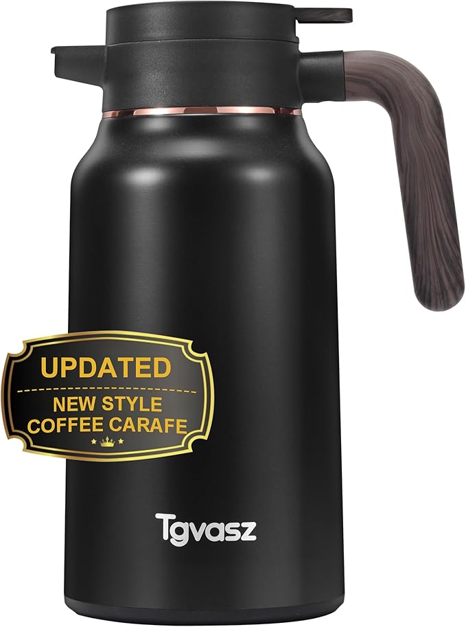 Thermal Coffee Carafe 70 oz - 36 Hour Hot Stainless Steel Carafes for Hot Liquids-Insulated Coffee Carafes For Keeping Hot/Cold Coffee, Tea, Water, Drink Dispenser for Parties(Black)