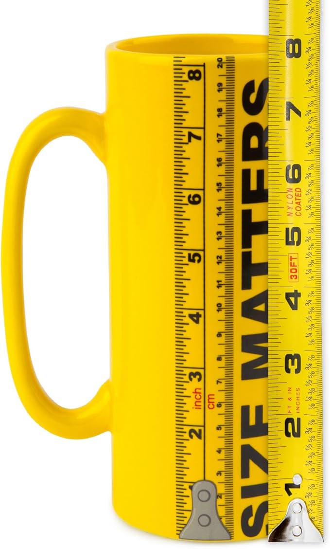 BigMouth Inc Ruler Coffee Mug, Funny Ceramic Novelty Cup with Actual Scale 8 inch Ruler, Gag Gift for Adults and Coffee Lovers, 32 ounces