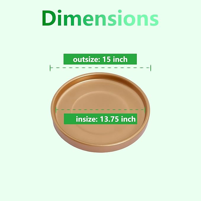 15 Inch Ceramic Saucer - Ceramic Drainage Tray for Plant Pot (Matte Gold)