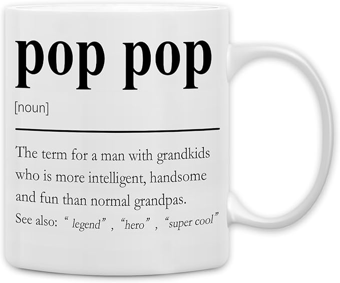 QASHWEY Pop Pop Mug, Grandpa Pop Pop Gifts from Grandkids Coffee Mug, Grandpa Mugs, Fathers Day Christmas Mugs Tea Cup Gifts for PopPop Grandpas, PopPop Definition Coffee Cups Ceramic 11oz