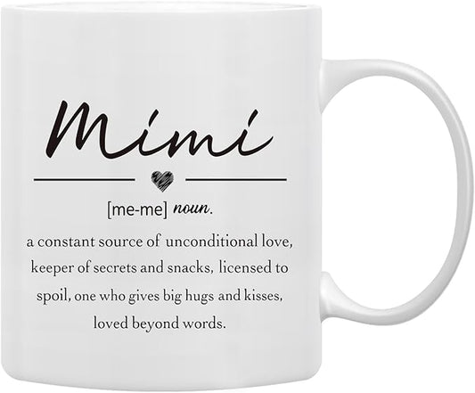 QASHWEY Mimi Coffee Mug, Mimi Mug, Mothers Day Mugs Gifts forMimi, Grandma Coffee Mugs, MimiCoffeeMugs Tea Cup Gifts for GrandmaMimi Women, MimiDefinition CoffeeCups Ceramic 11oz