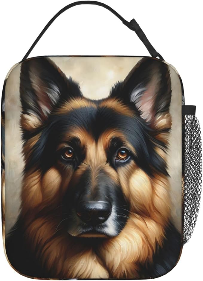 Reusable Cool Dog Lunch Box for Kids Girls Boys Women Adult, Insulated German Shepherd Lunch Bag,Polyester Cooler Handbags Case for School Picnic Work Travel Beach or Hiking