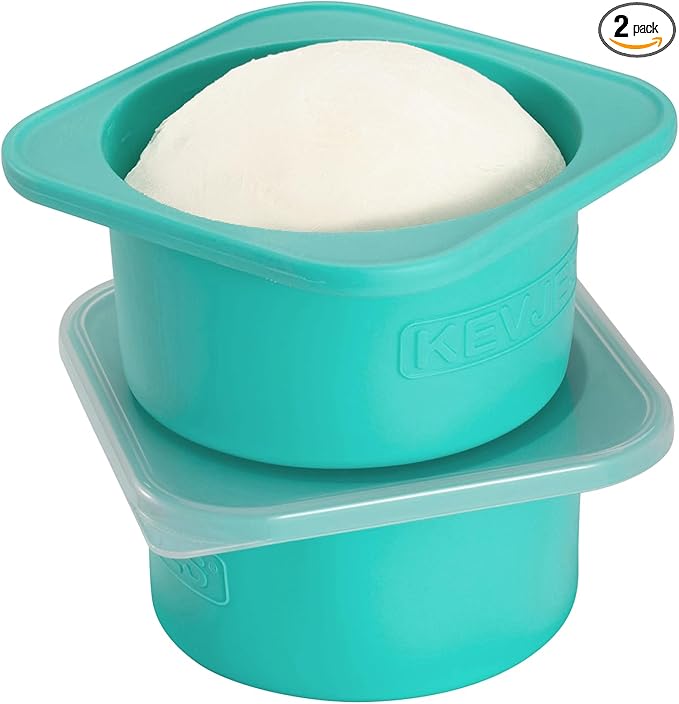 1000ml PLUS Individual Pizza Sourdough Proofing Containers with Air-tight Lids for DIY family Artisan Pizza,Bread,Bagel-Food Grade Silicone -Freezer, Fridge, Dishwasher Safe-2 Pack (Blue)
