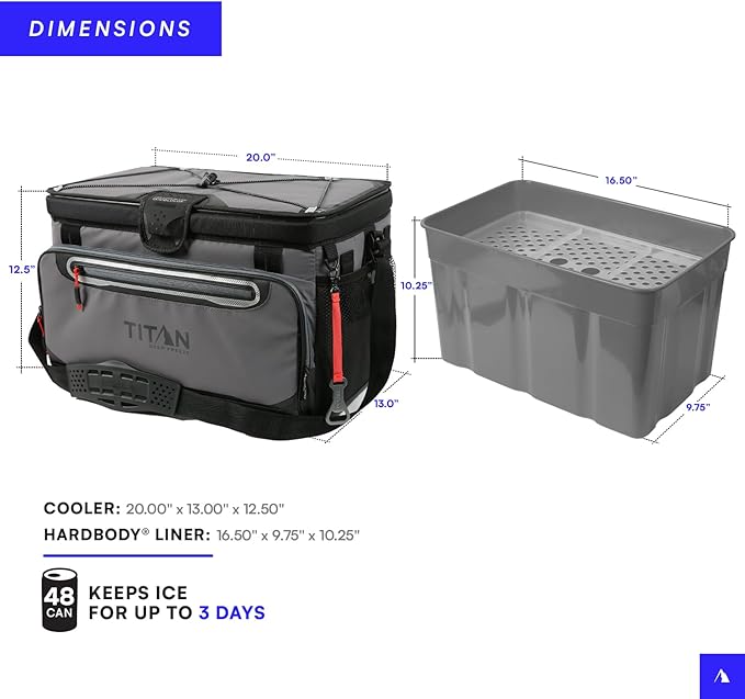 Titan by Arctic Zone Deep Freeze Cooler - Zipperless Hardbody Cooler - Deep Freeze Insulation, HardBody Liner, and SmartShelf