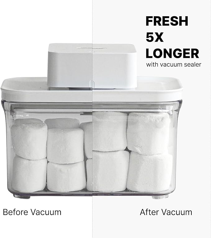 VAKUEN Premium Airtight Food Storage Containers Mega 8P/Set. Total 46.11cup, 7pcs Container and Vacuum Sealer. Smart One-Click Seal Lid, Patented Double Silicone Lining, 100% Leak Proof, BPA-FREE