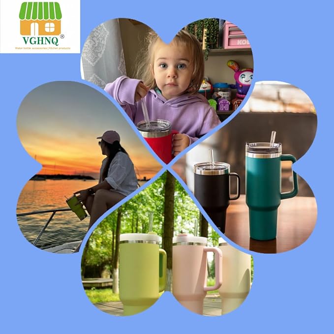 Straw Replacement for Stanley Cup 40 oz | 6 PCS Reusable Straws with Stanley 40oz Tumblers | Reusable Tritan Straws with 1 Cleaning Brush | 12 inch Tumbler Accessories, BPA-Free Dishwasher Safe Clear