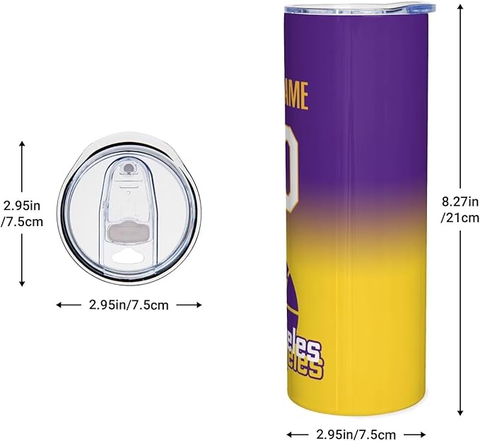Custom Tumblers Stainless Steel Cup Personalized Basketball Insulation Travel Mug Add Your Name Number 20 oz Fans Gift for Men Women