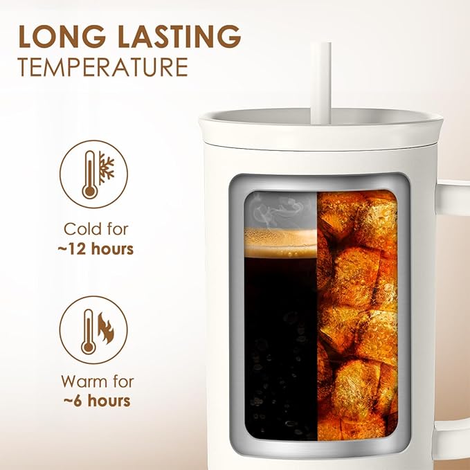 Book Lover Gifts for Women, Just One More Chapter Tumbler with Handle, Stainless Steel Insulated Coffee Travel Mug Cup, Gifts for Women Girls Bookworm on Christmas Birthday, 40oz