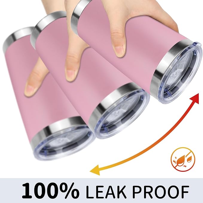 20oz Stainless Steel Tumbler with Lid, Travel Mug - Double Wall Vacuum Powder Coated Cup - Light Pink, 1 Pack