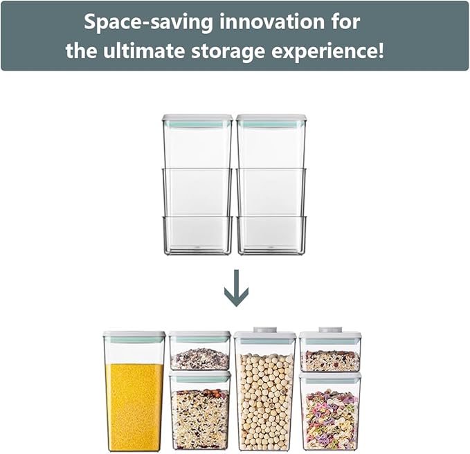 3-Piece Airtight Food Storage Containers Set - 1200ml Leakproof Kitchen Jars with One-Touch Button Lids, Stackable Design for Pantry Organization (Pasta, Cereal, Snacks)