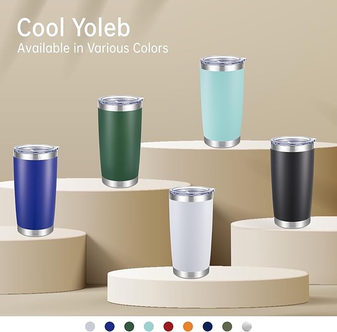 20 oz Tumblers Bulk Stainless Steel Tumbler with Lid Double Wall Vacuum Insulated Coffee Mug 20oz Powder Coated Cup for Hot and Cold Drinks, Black, 12 pack