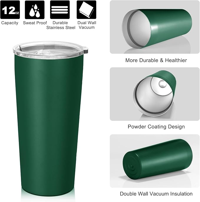 VEGOND 20oz Tumbler Stainless Steel Tumbler with Lid And Straw Vacuum Insulated Double Wall Travel Coffee Mug(dark green package 1)