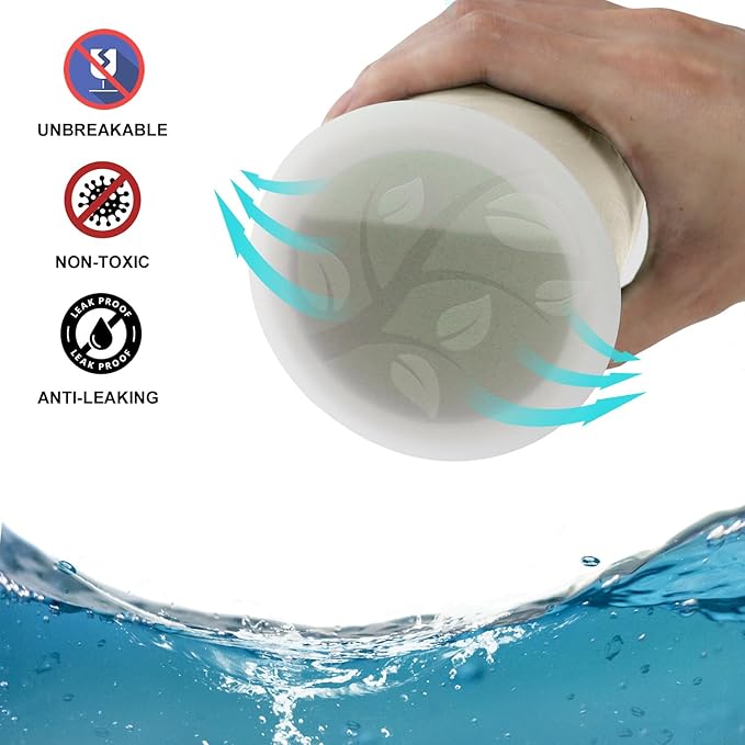 Wrova Wheat Straw Cups with Silicone Covers 16oz Set of 6 - Alternative Plastic Cups Microwave & Dishwasher Safe - Plastic Drinking Cups Unbreakable for Kids - Beige