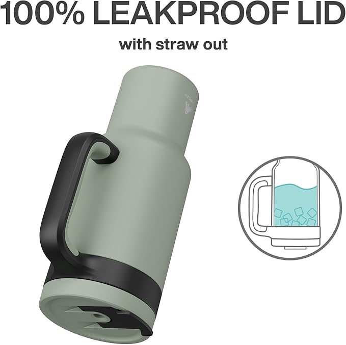 40 oz Tumbler with Handle, 2-in-1 Straw and Sip Lid, Leakproof, Dishwasher Safe, Insulated Stainless Steel Travel Coffee Mug, Keeps Cold for 34 Hours, Fits in Car Cup Holder (Agave)