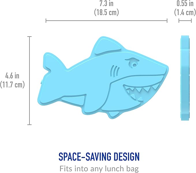 Bentgo Buddies Reusable Ice Packs - Slim Ice Packs for Lunch Boxes, Lunch Bags, and Coolers - Multicolored 4 Pack (Shark)